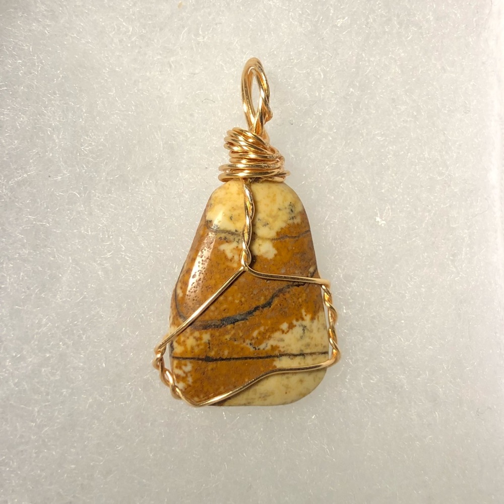Petrified wood handmade healing stone pendant